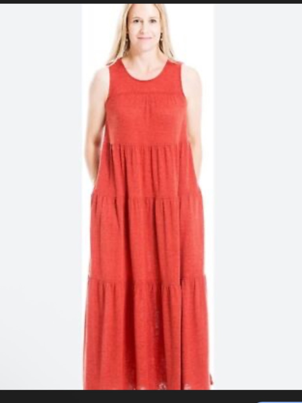 Max Studio Sleeveless Tiered Maxi Dress - Rust Red